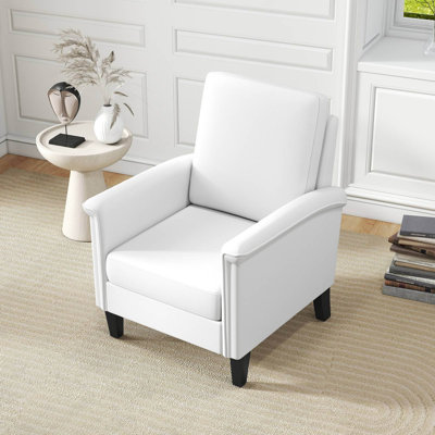 Modern Accent Chair w/Solid Wood Legs and High Back and Thick Comfy Cushion