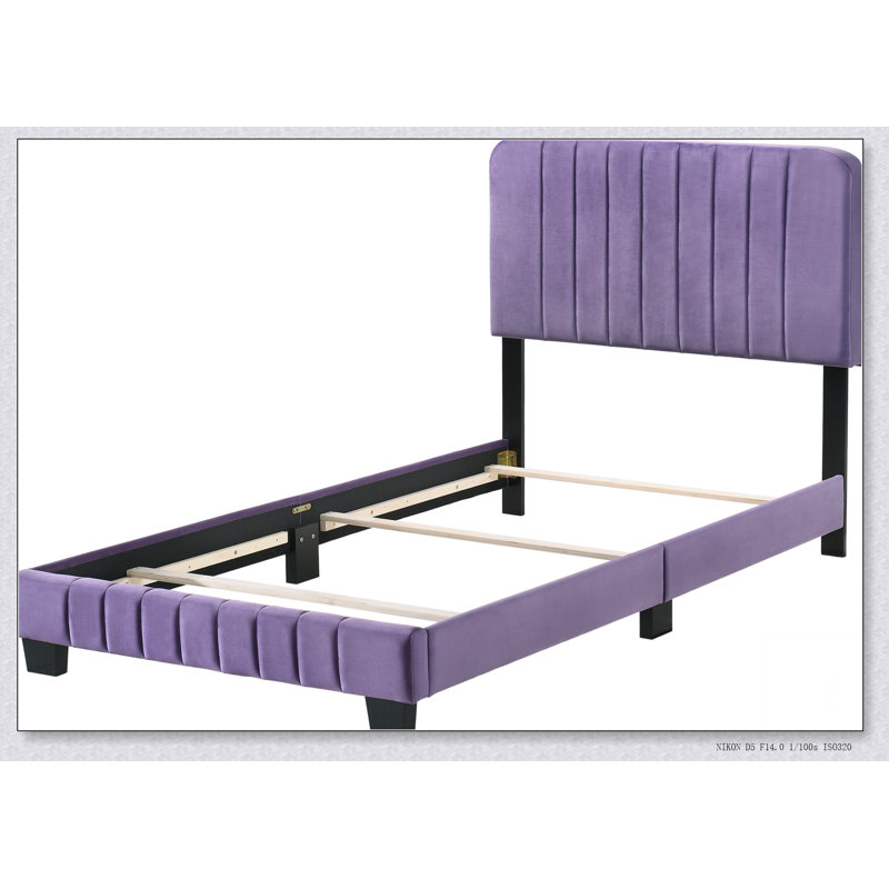 Upholstered Bed Frame, Twin, Purple