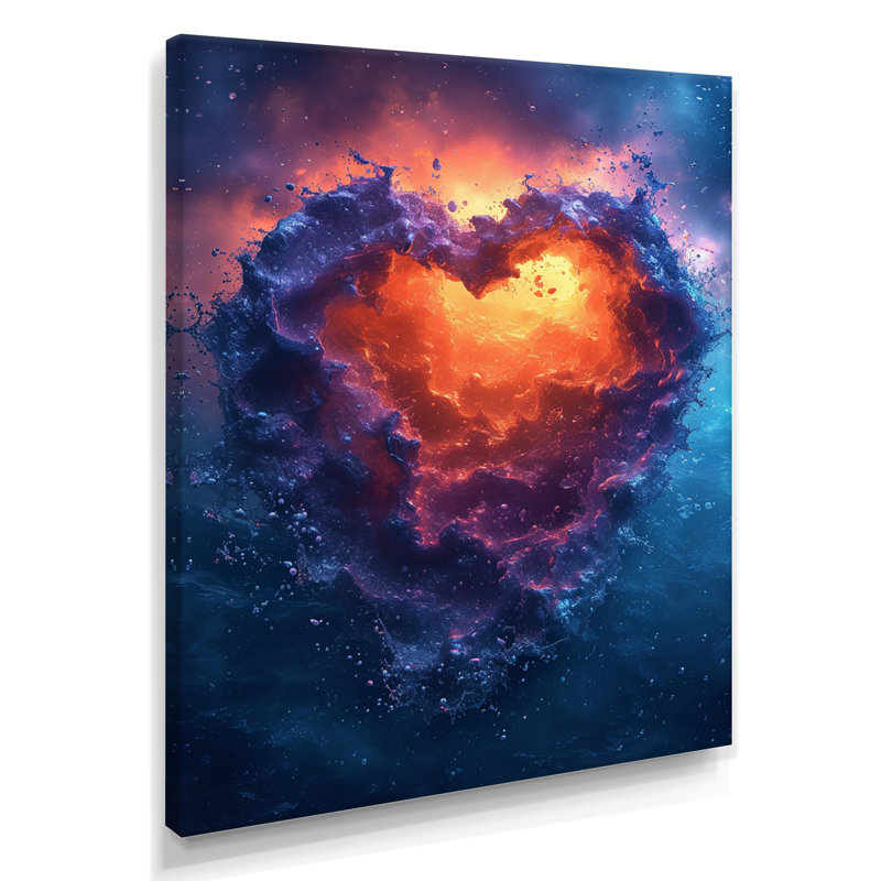 «Vibrant Heart Sunset In The Sky», reproduction d'art abstrait, Toile tendue, H 44 po x l 34 po x P 1,5 po