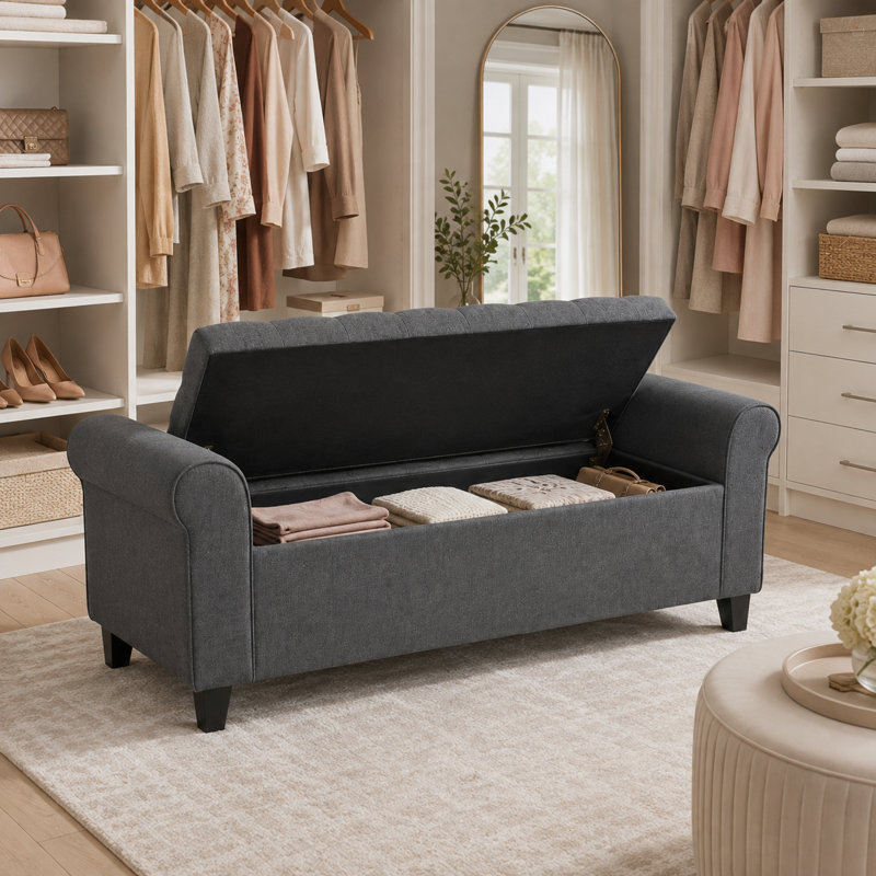 Banc de rangement en tissu Bridgemon, Gris foncé