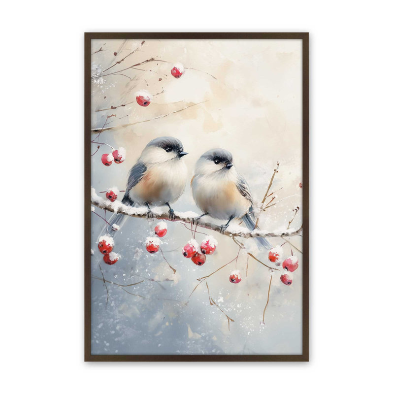 Deux oiseaux chanteurs d'hiver, reproduction d'art, 16 po x 20 po, Brun Belvinder