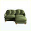 Canapé confortable 3 places en chenille, avec assise profonde, 4 coussins décoratifs, pouf amovible et structure en bois massif. Parfait pour le salon ou la chambre. Couleur : vert.