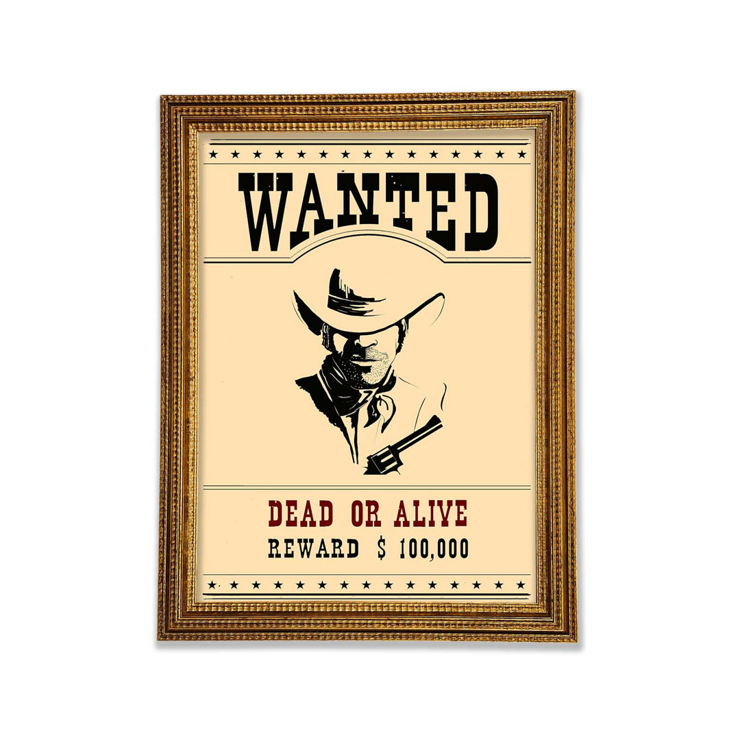 Gerahmter Kunstdruck Wanted Dead Or Alive