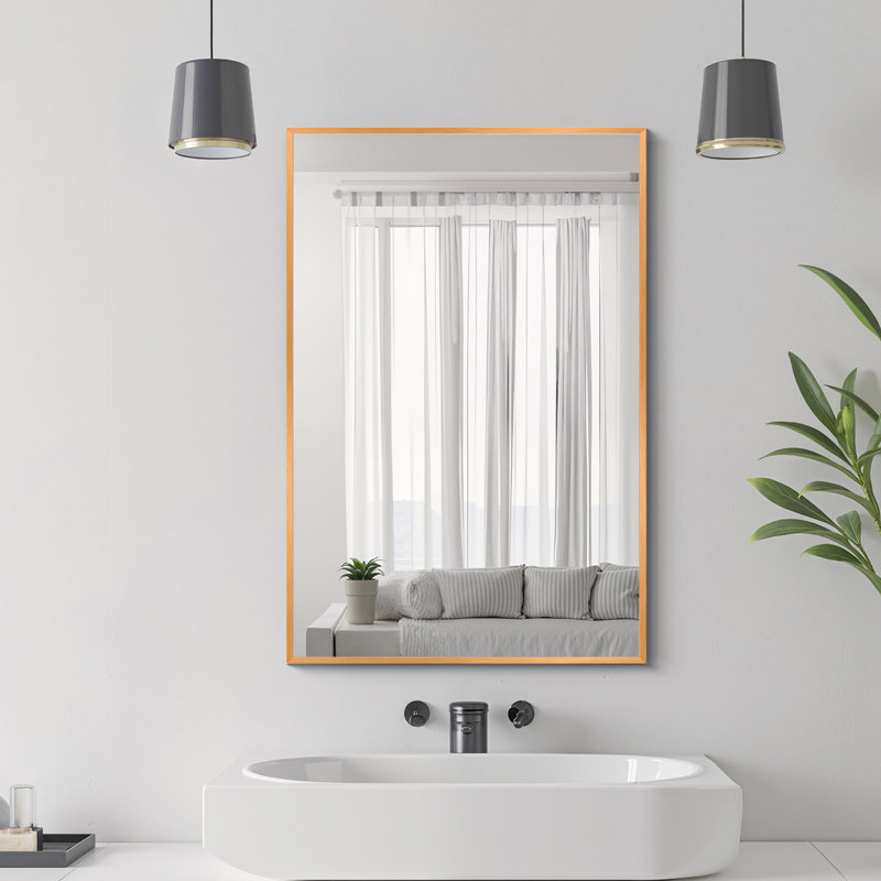 Miroir de salle de bain 36 po x l 24 po, Doré, 36 po x 24 po