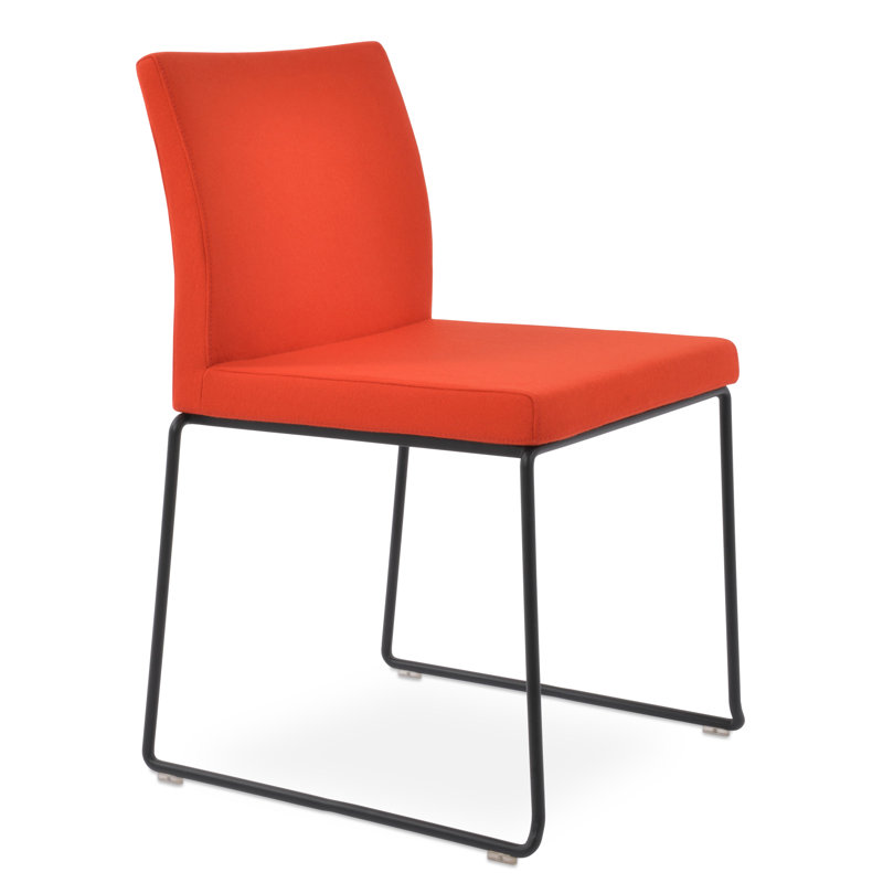 Chaise empilable en laine Aria, Noir, Orange