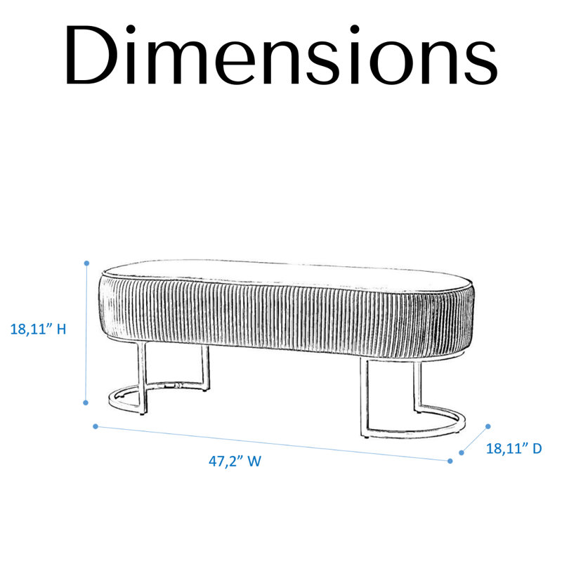 Bama Soft Velvet Bench with Golden Legs, Gray