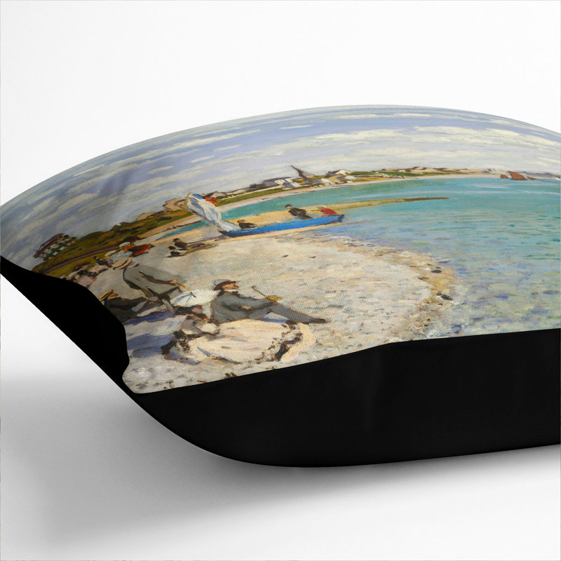 Regatta At Sainte-Adresse Square Throw Cushion, Black, 40cm H x 40cm W x 15cm D