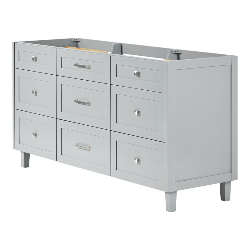Ariel Monreau 66 Inch Single Sink Base Cabinet, Gray