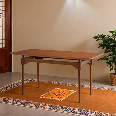 Retro Solid Boxwood Rectangular Dining Table