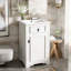 Meuble-lavabo de 20 pouces avec lavabo en céramique, porte à fermeture douce, tablette réglable et support de rangement fixé à la porte - idéal pour les petites salles de bain-2104266316
