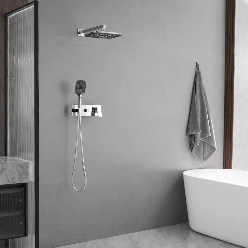 Complete Shower System with Rough in-Valve, Polished Chrome