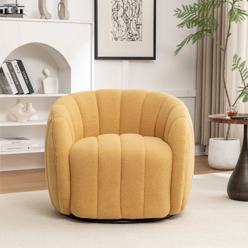 Fauteuil demi-tonneau pivotant Bennett, Mélange de polyester jaune