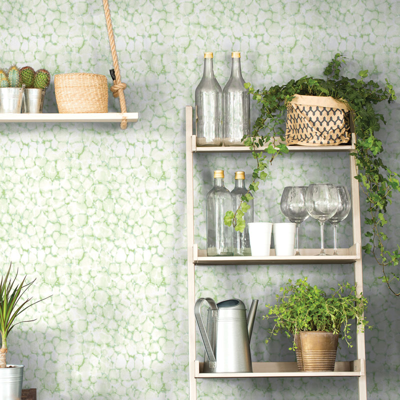 Evergreen 10.05m x 53cm Wallpaper Roll, Light Green/Cream
