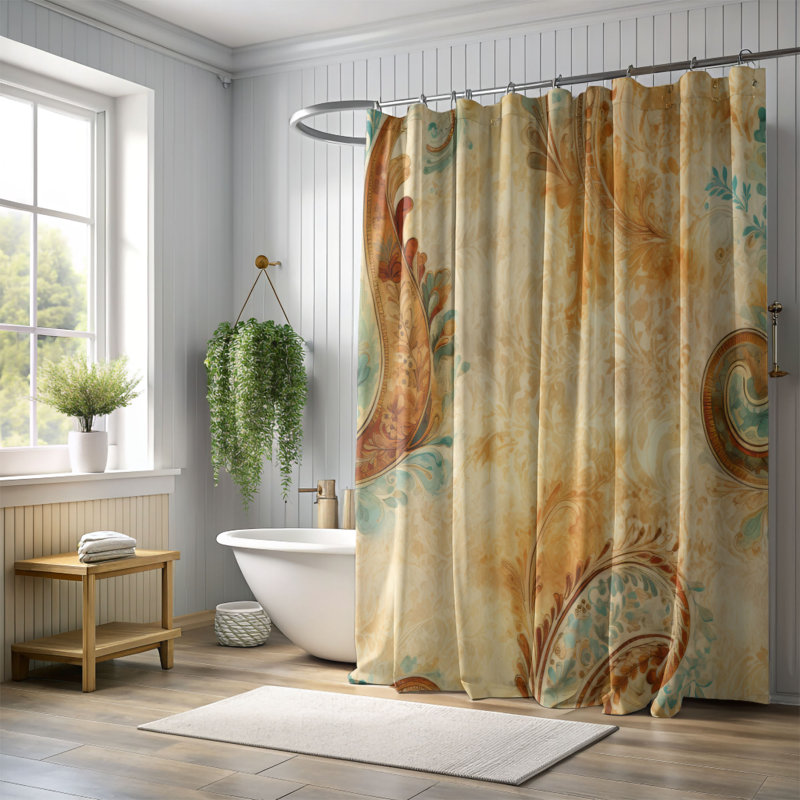 Water Swirls - Rideau de douche Premium, H 74 po x l 71 po