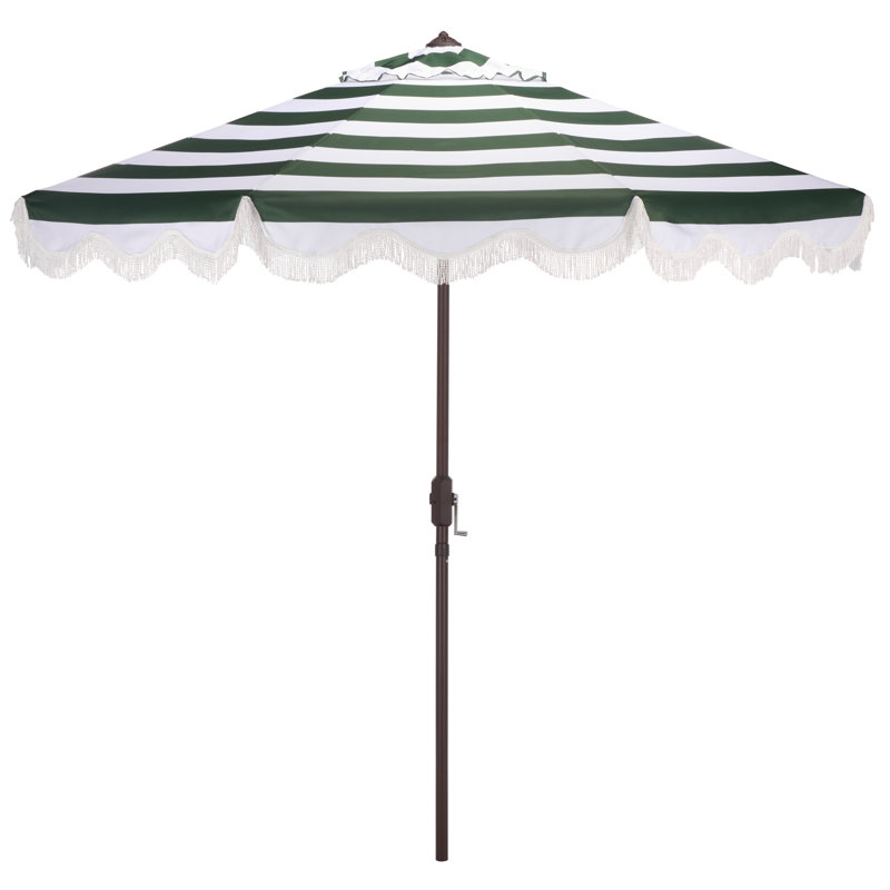 Parasol à manivelle 9 pi Lucerna, Rayures vert forêt