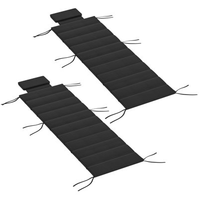 Foldable Chaise Lounge Cushion Set of 2, Outdoor Lounge Chair Cushion Set, UPF50+ 230gsm Olefin, 80" x 26" Black