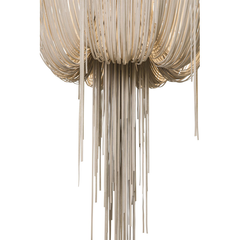 Leather Fringe Chandelier, 4, 71" H x 40" W x 40" D
