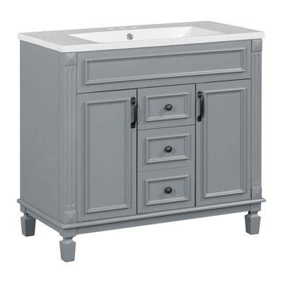Meuble-lavabo moderne 36 po avec lavabo supérieur