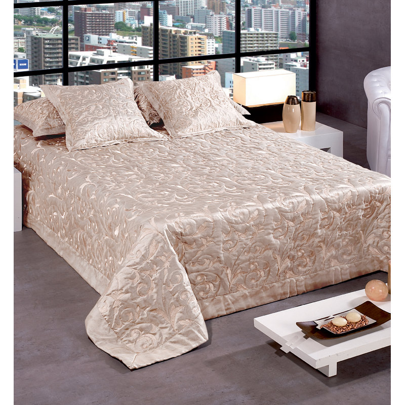 Woodvale Polyester Abstract Bedspread, 180 x 270cm Bedspread , Champagne