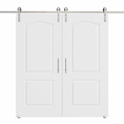 80"H 2Lite  Waterproof White Primed Solid Core Composite MDF Wood Sliding Barn Door With Hardware Kit