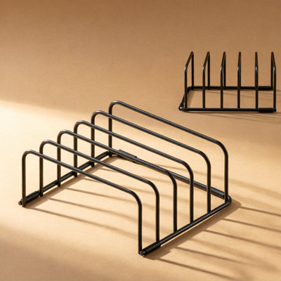 Cutting Board Holder Rack With 5 Slots, Metal Bakeware Organizer For Kitchen Cabinet And Countertop Storage Of Cutting Boards, Baking Sheets, Pans And Trays