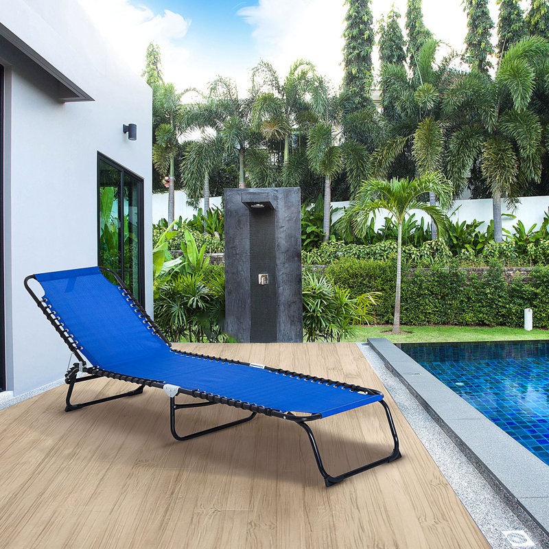 Chaise de plage d'extérieur respirante: 4 sièges inclinables et pliables - bleu foncé pliable avec assise en filet