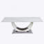Table basse rectangulaire moderne de 50,4 pouces, plateau en panneau de fibres à densité moyenne à motif marbré, base en acier inoxydable argenté.