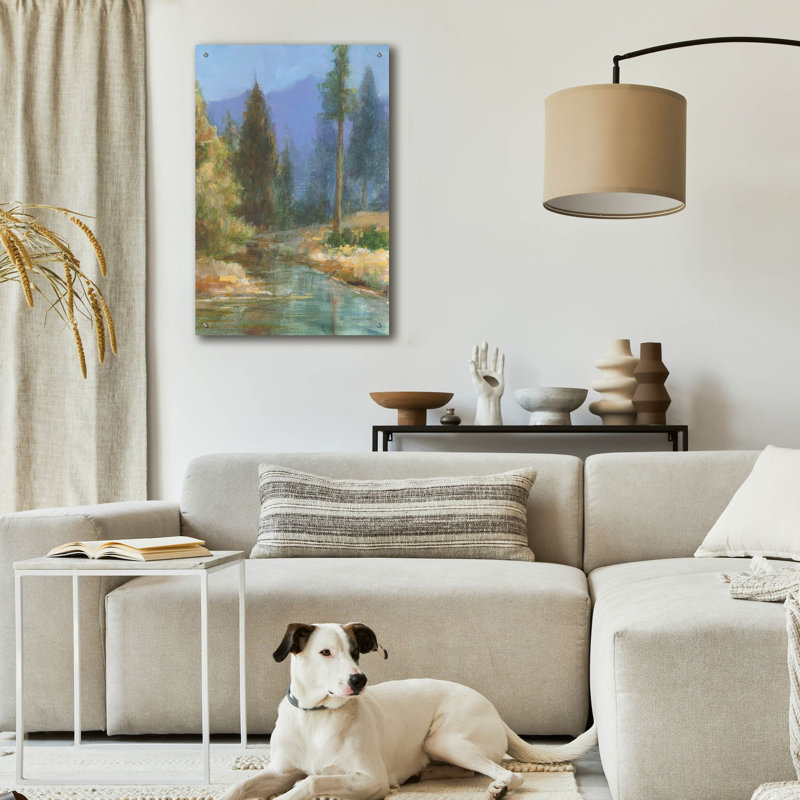 Art mural en verre «Western Pines» par Danhui Nai, H 36 po x l 24 po x P 0,2 po