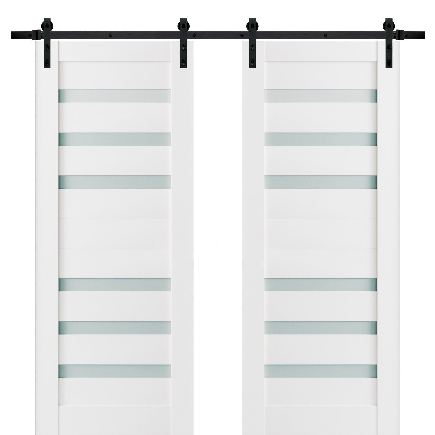 SARTODOORS Quadro Frosted Glass Panelled Wood Barn White Door - Wayfair ...