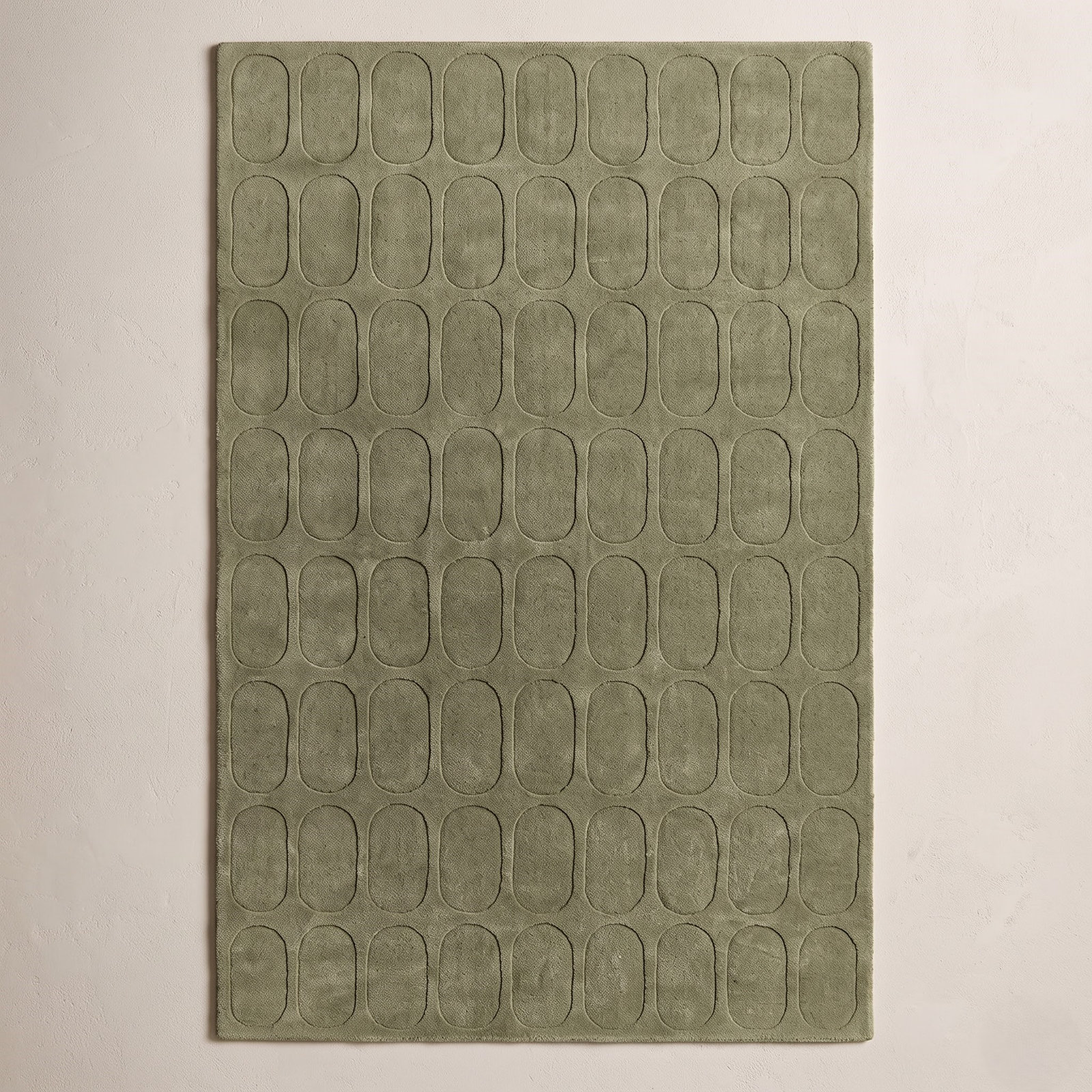 Aldery Green Hand-Loomed Geometric Wool Rug, 9' X 12'