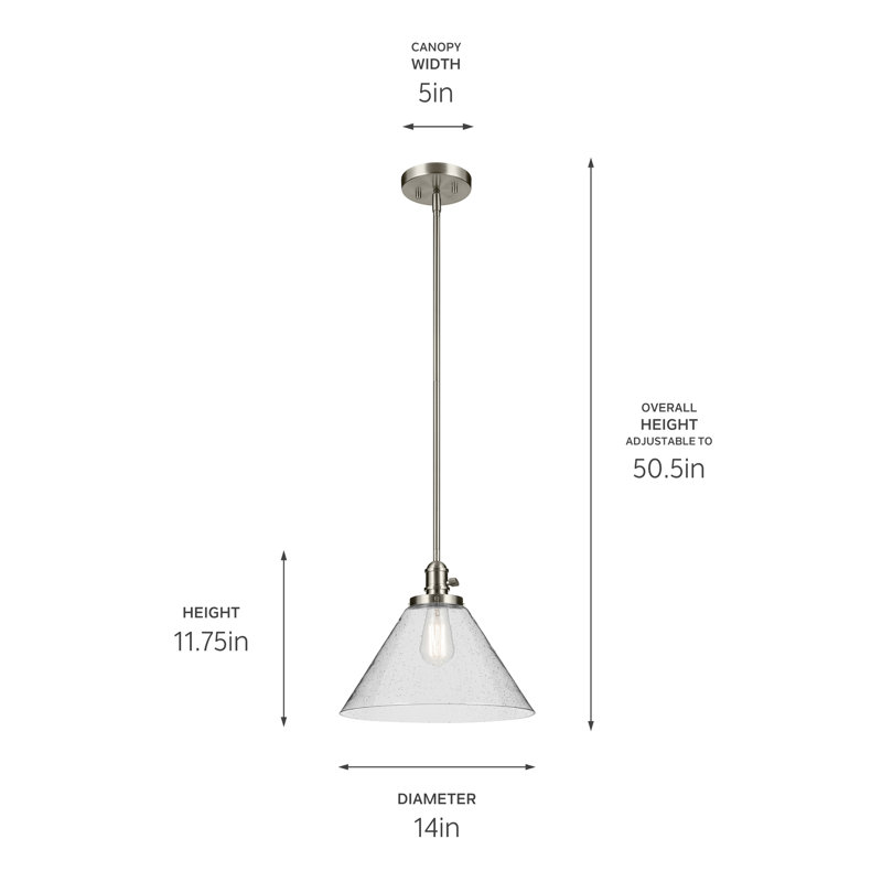 Luminaire suspendu conique 1 lumière 11,75 po, Nickel