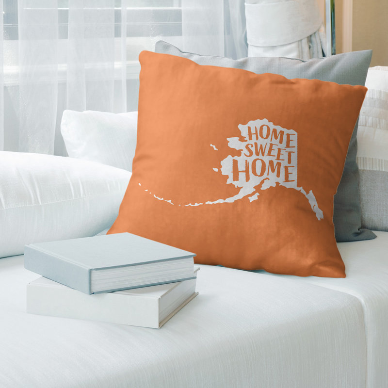 Coussin Home Sweet Alabama, Orange, Polyester sergé, Alaska