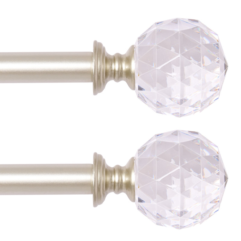 Marun Adjustable Overall Width x 0.75'' Diameter Single Curtain Rod, 28" - 48", Champagne