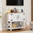 Farmhouse Console Table with Power Outlet, Entryway  Table with Storage Cabinet & Shelf,  Coffee Bar for Hallway, Kitchen, Living Room, White