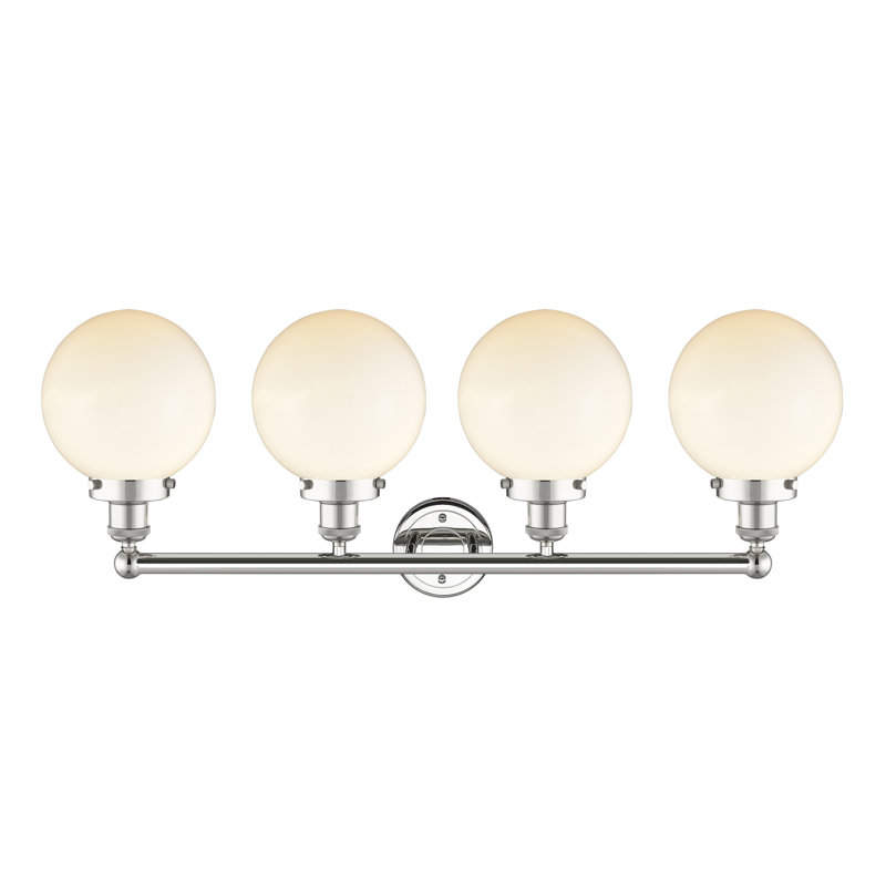Alphonsa 4 - Light Dimmable Vanity Light, Matte White, Polished Nickel