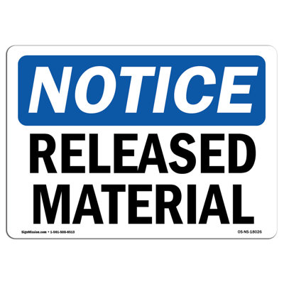 Released Material Sign