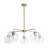5-Light Dimmable Transparent Striped Glass Chandelier