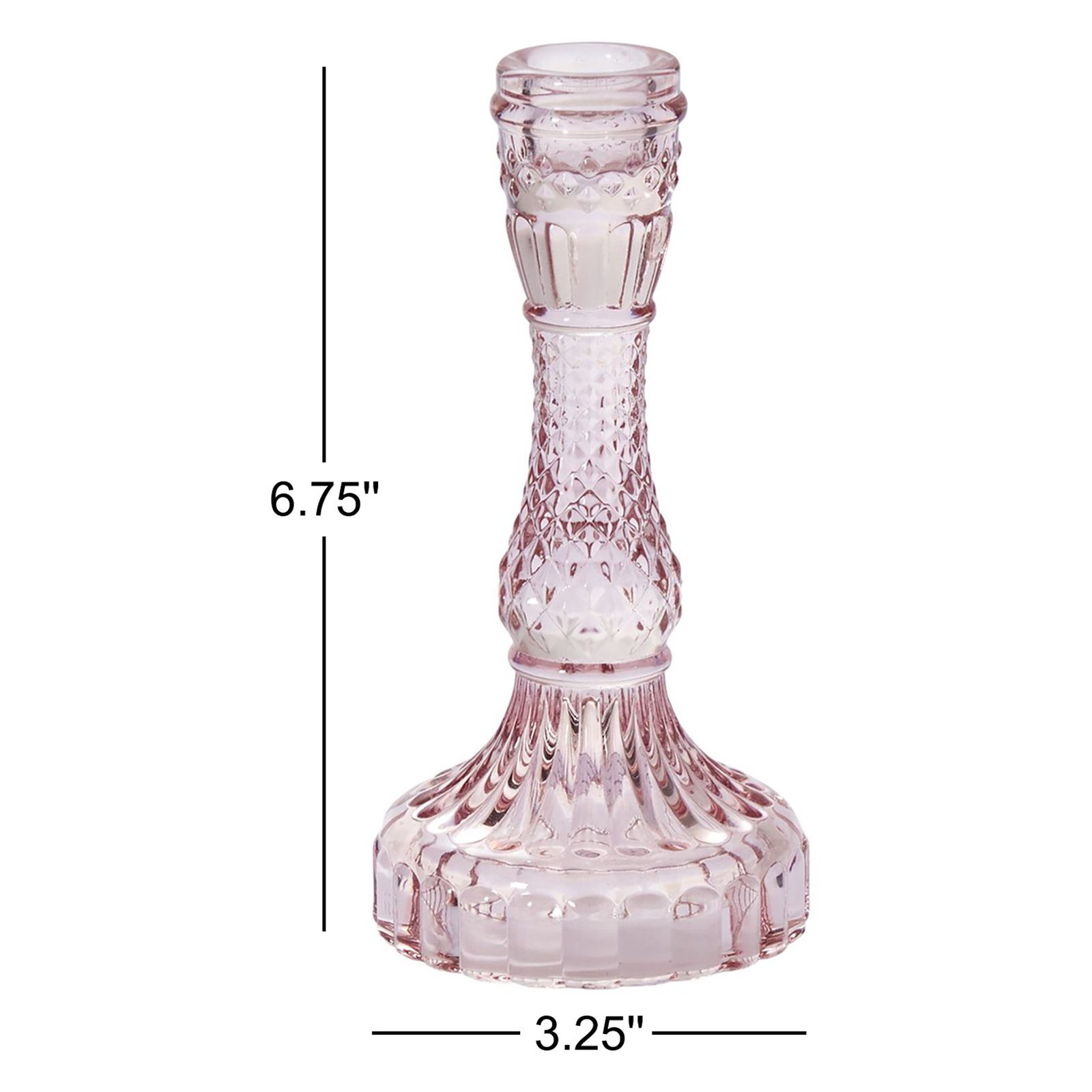 Samira Glass Tabletop Candlestick, Pink