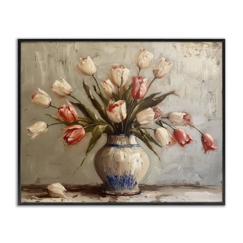 Giclée encadrée «Quiet Spring Tulip», conception par Arlington Prints, H 11 po x l 14 po, Giclée encadrée noir minuit