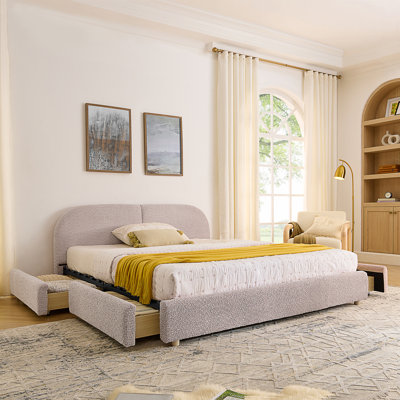 Structure de lit tapissier de style minimaliste moderne - Tissu de fil circulaire