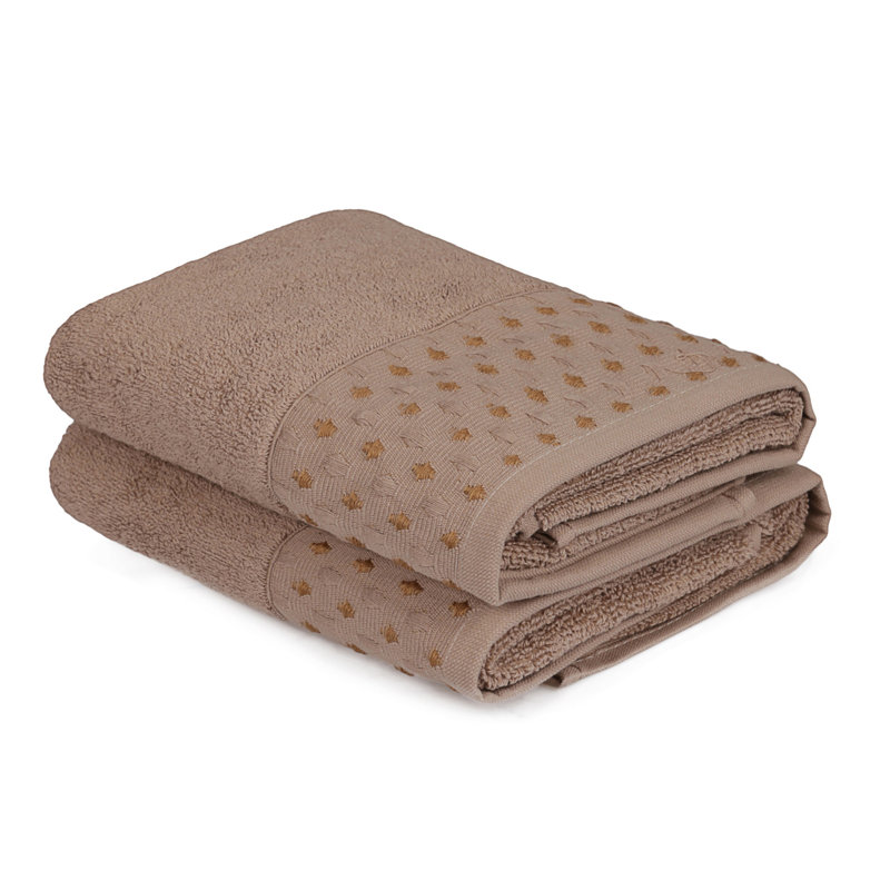 Ensemble de 2 essuie-mains 2 pièces 100% coton, Brun