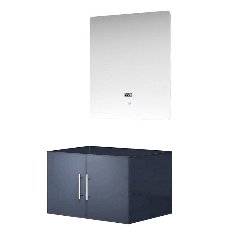 Gris foncé foncé 30 po Meuble-lavabo de salle de bain avec miroir à DEL - Rangement abondant entièrement assemblé, Gris foncé