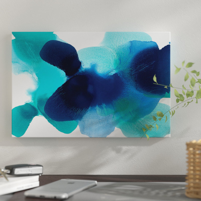 « free form blues », impression sur toile, H 12 po x l 18 po x P 1,5 po, Toile tendue, Pas de tapis