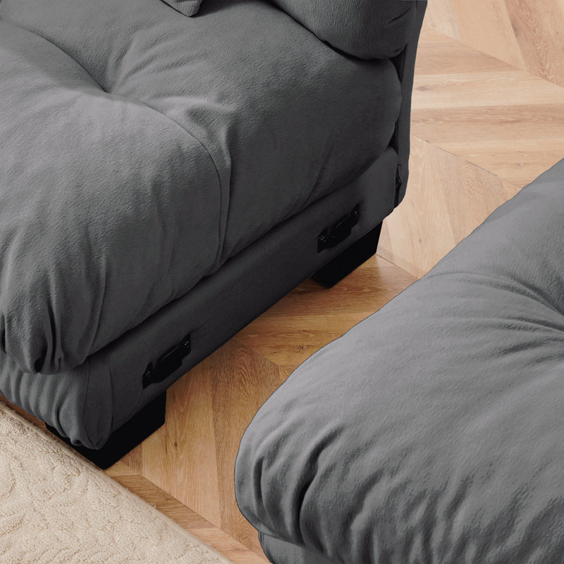 Canapé modulaire à assise profonde pour canapé modulaire à 3 places adapté aux maisons modernes, canapé en chenille, meubles rembourrés doux et confortables pour salon, appartement, studio, bureau, gris chenille