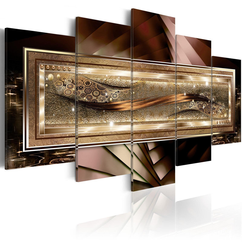 " Gold Thread " 5 - Pieces, 40" H x 80" W x 0.7" D