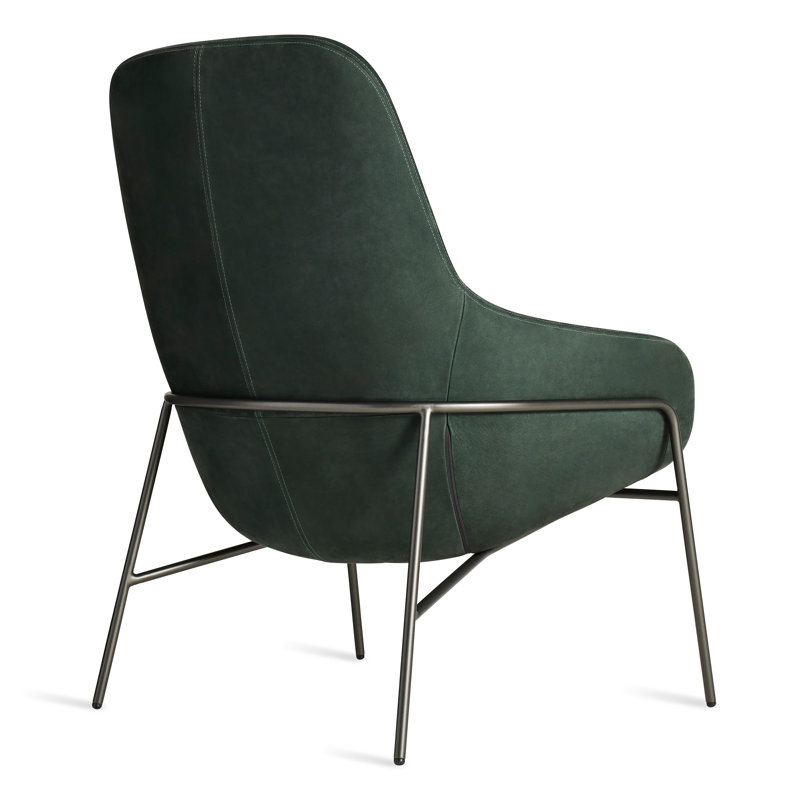 Acre Lounge Chair, Blackened Steel, Navy Green Leather