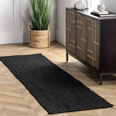 Bernyce Handmade Tufted Farmhouse Jute Black Rug