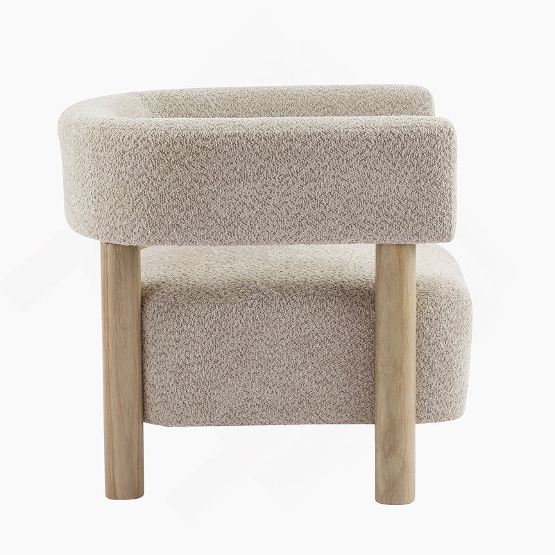 Fauteuil d'appoint rembourré Boucle, Bois naturel