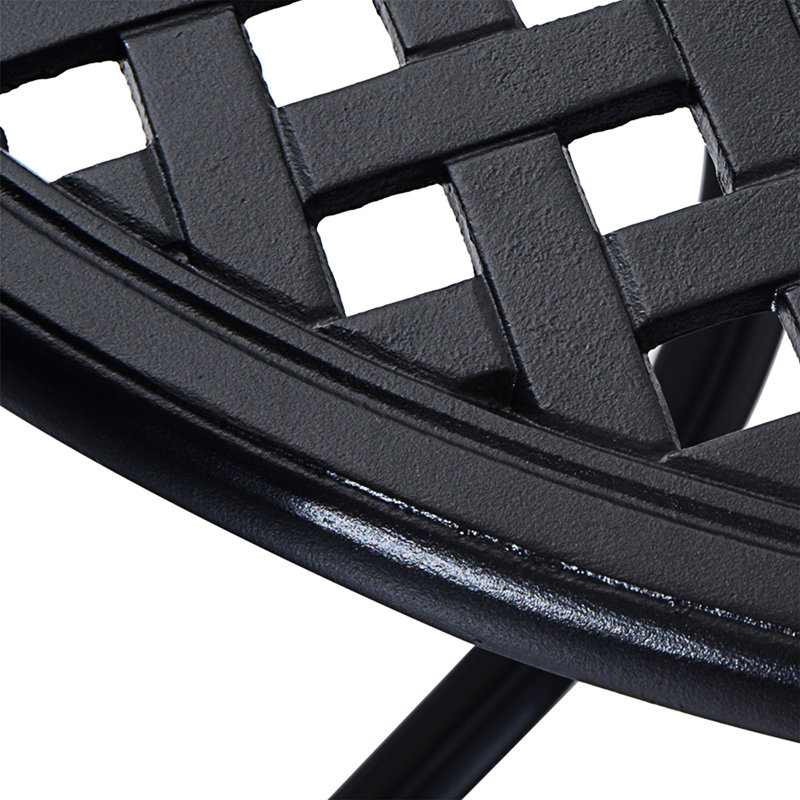 Classic 33" Black Cast Aluminum Round Bistro Table with Umbrella Hole
