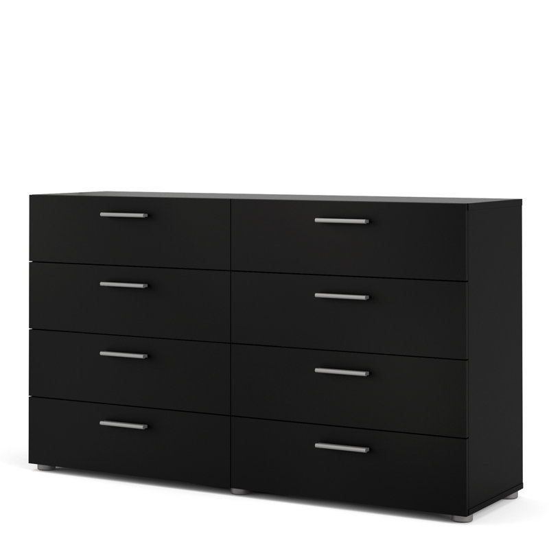 Diamone 8 Drawer 140Cm W Double Dresser, Black